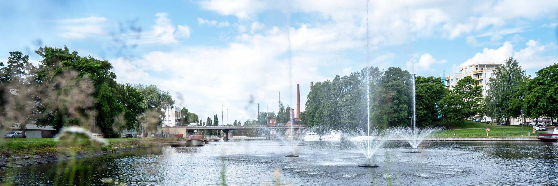 Water fountains at the cemter of Valkeakoski city