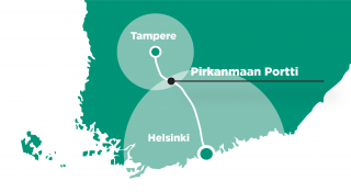 Pirkanmaan portti sijaitsee Tampereen ja Helsingin välissä