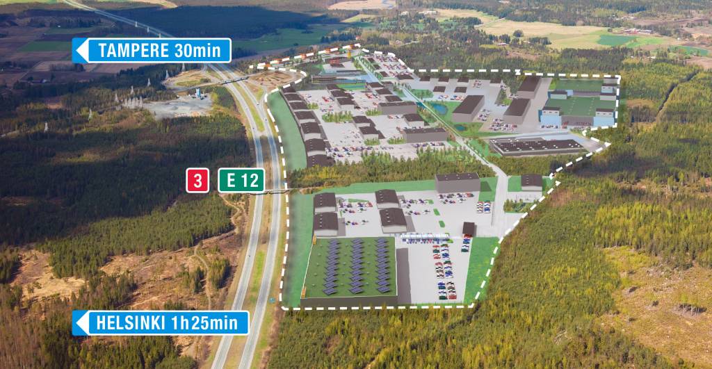 Pirkanmaan portti yritysalue sijaitsee E12 moottoritien varressa, 30 minuutia Tampereelta ja 85 minuuttia Helsingistä