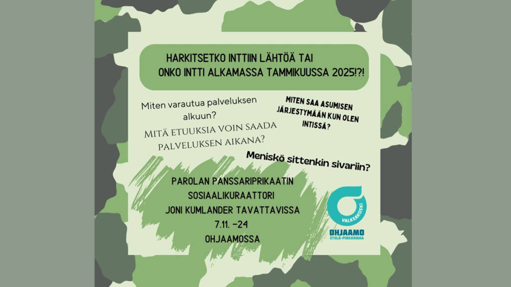 Graafinen kuva, jossa maastokuvioita ja tekstiä tapahtumasta.