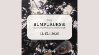 Rumpukapula ja kuvassa teksti: The Rumpukurssi, rumpumestari Arto Hämäläinen 12.-13.4.2025.